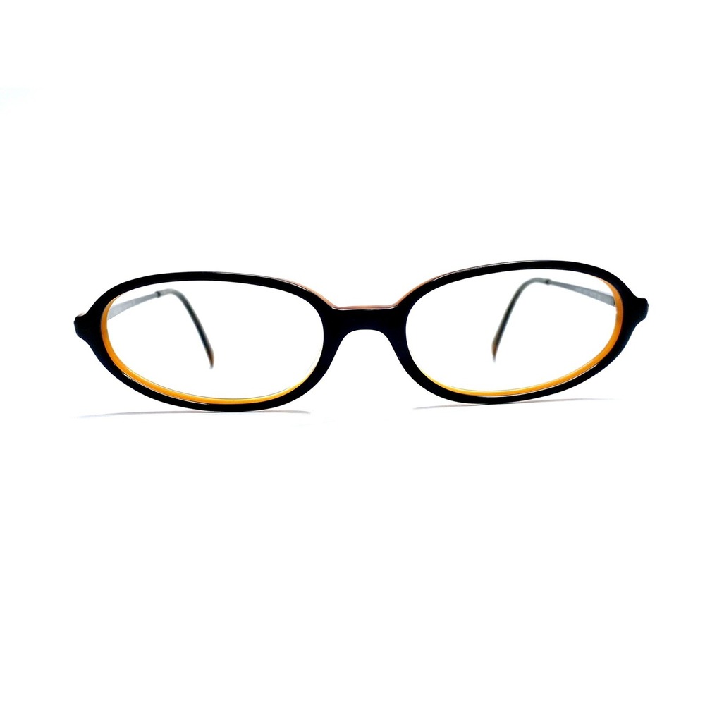 Prada Black Oval Glasses Orange Interior Italy VPR03F 1AX-1O1 52 17 135